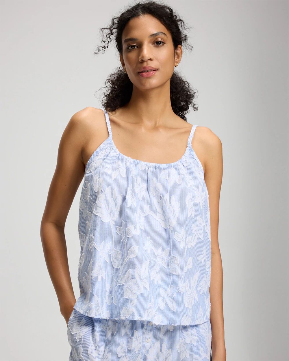 Cotton Striped Jacquard Pajama Cami | Soma